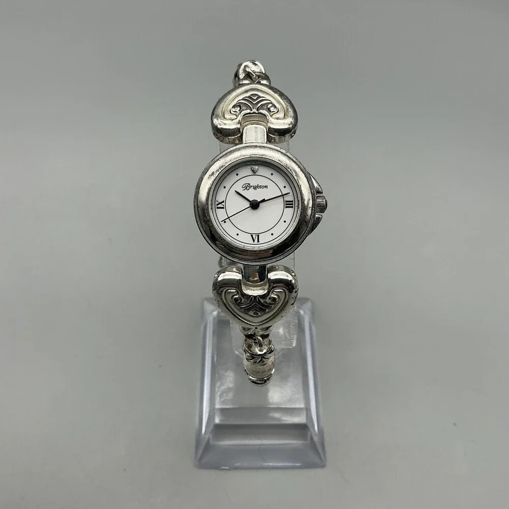 Brighton Bristol Womens Watch 25mm White Dial Silver Tone Hearts New Battery